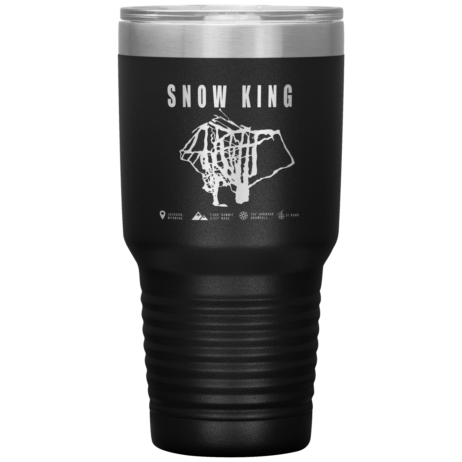Snow King Wyoming Ski Trail Map 30oz Tumbler - Powderaddicts