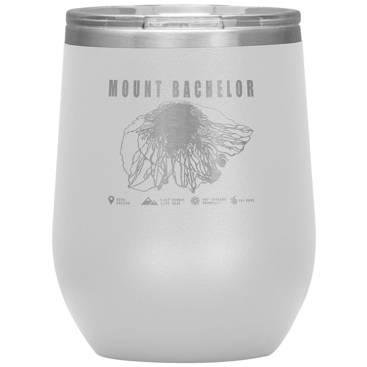 Mount Bachelor, Oregon Ski Trail Map Wine 12oz Tumbler - Powderaddicts