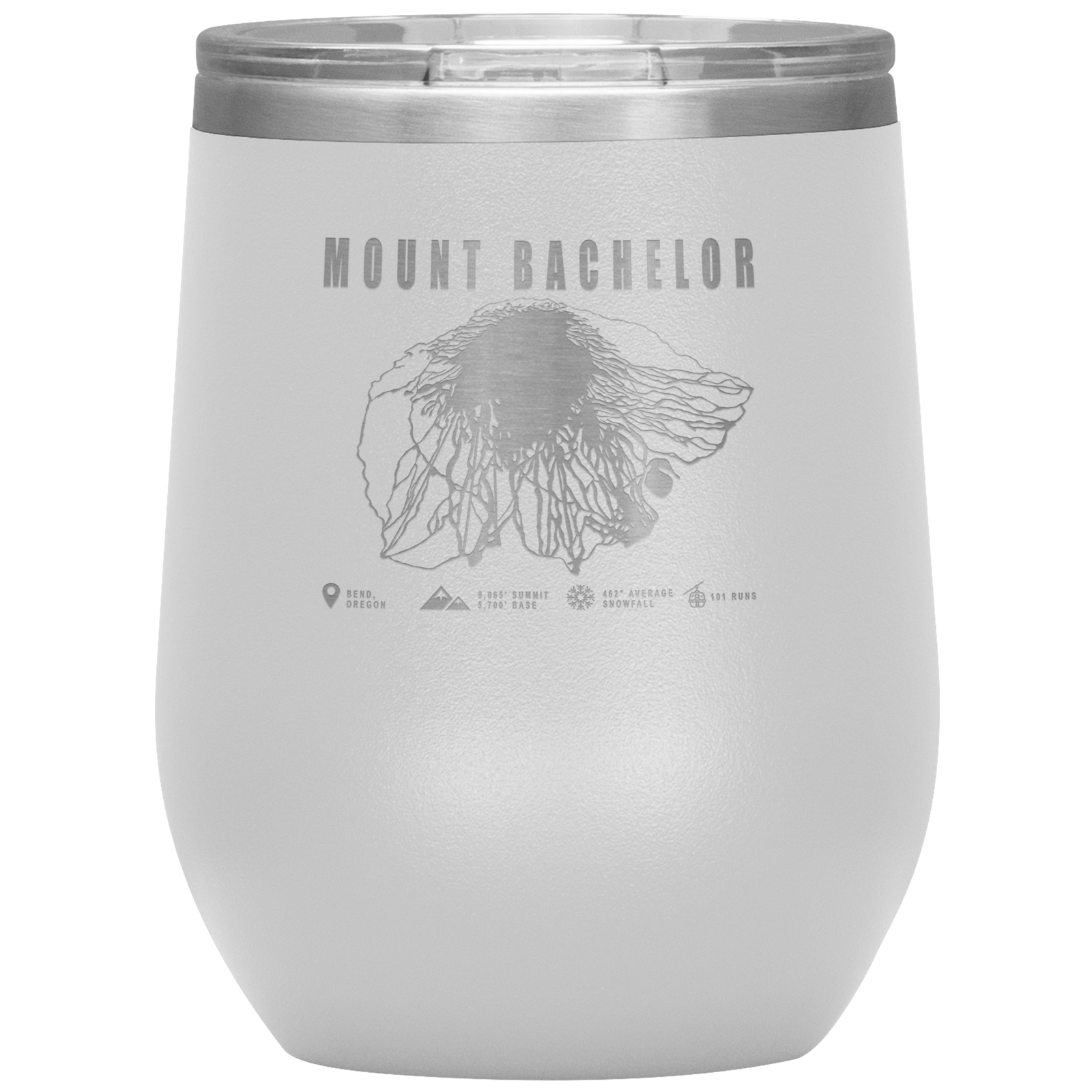 Mount Bachelor, Oregon Ski Trail Map Wine 12oz Tumbler - Powderaddicts