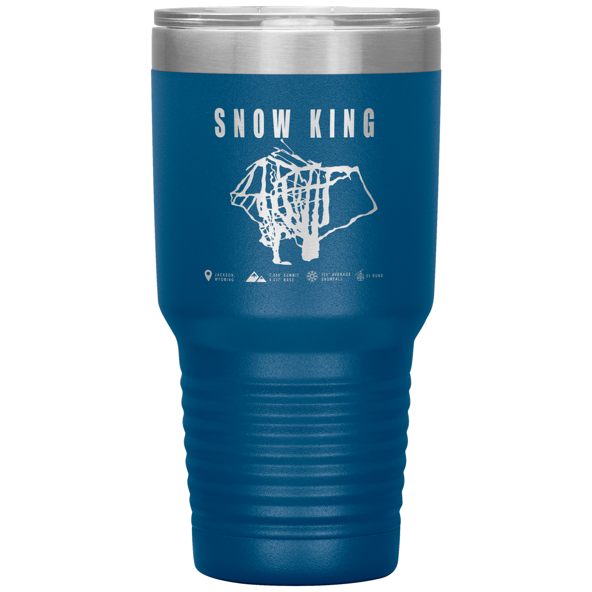 Snow King Wyoming Ski Trail Map 30oz Tumbler - Powderaddicts