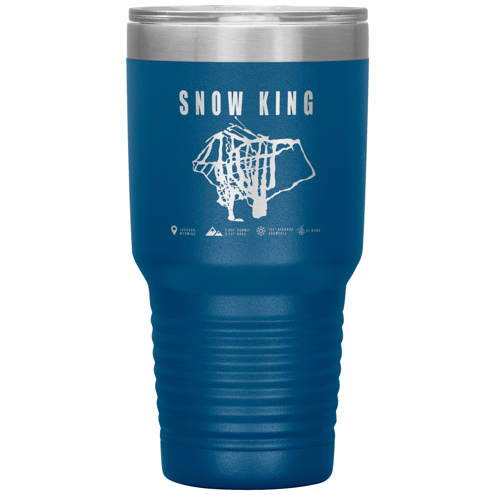 Snow King Wyoming Ski Trail Map 30oz Tumbler - Powderaddicts