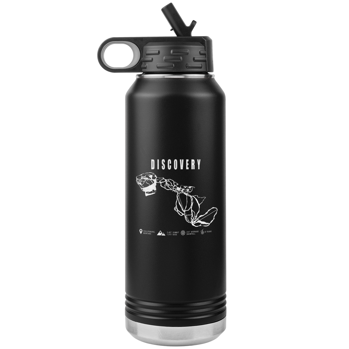 Discovery Montana Ski Trail Map 32oz Water Bottle Tumbler