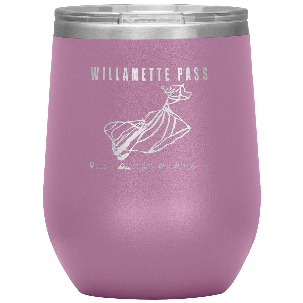 Willamette Pass, Oregon Ski Trail Map Wine 12oz Tumbler - Powderaddicts