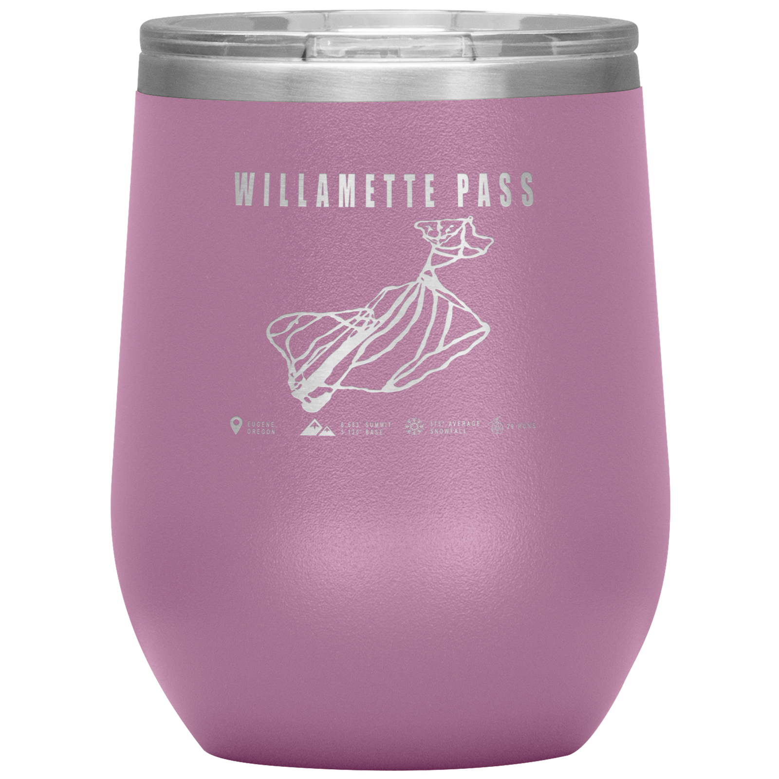 Willamette Pass, Oregon Ski Trail Map Wine 12oz Tumbler - Powderaddicts