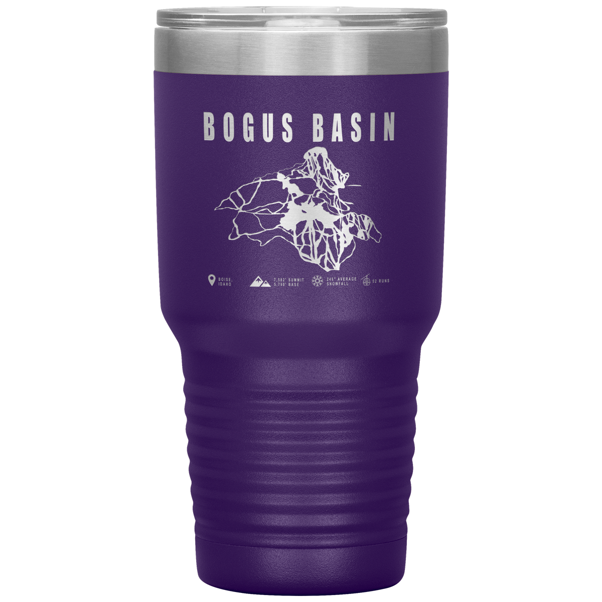 Bogus Basin Idaho Ski Trail Map 30oz Tumbler - Powderaddicts