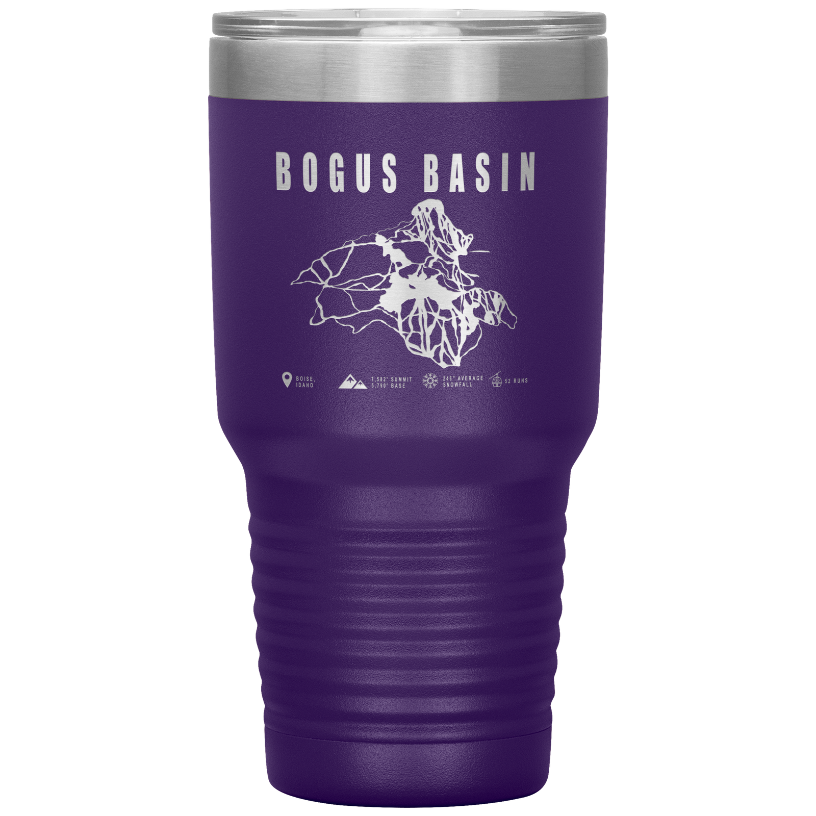 Bogus Basin Idaho Ski Trail Map 30oz Tumbler - Powderaddicts