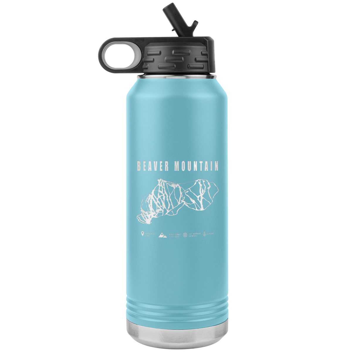 Beaver Mountain,Utah Ski Trail Map 32oz Water Bottle Tumbler - Powderaddicts