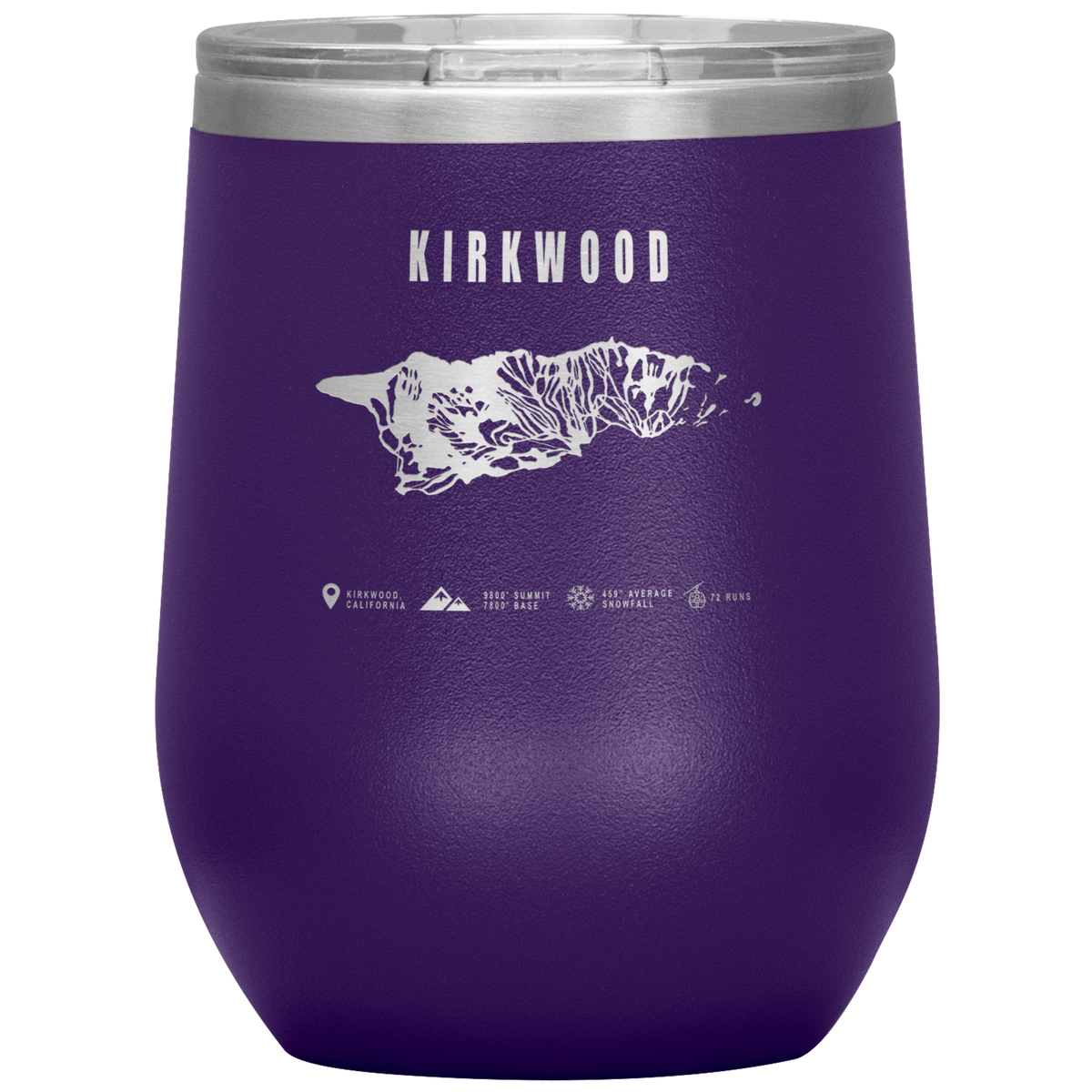 Kirkwood, California Ski Trail Map Wine 12oz Tumbler - Powderaddicts