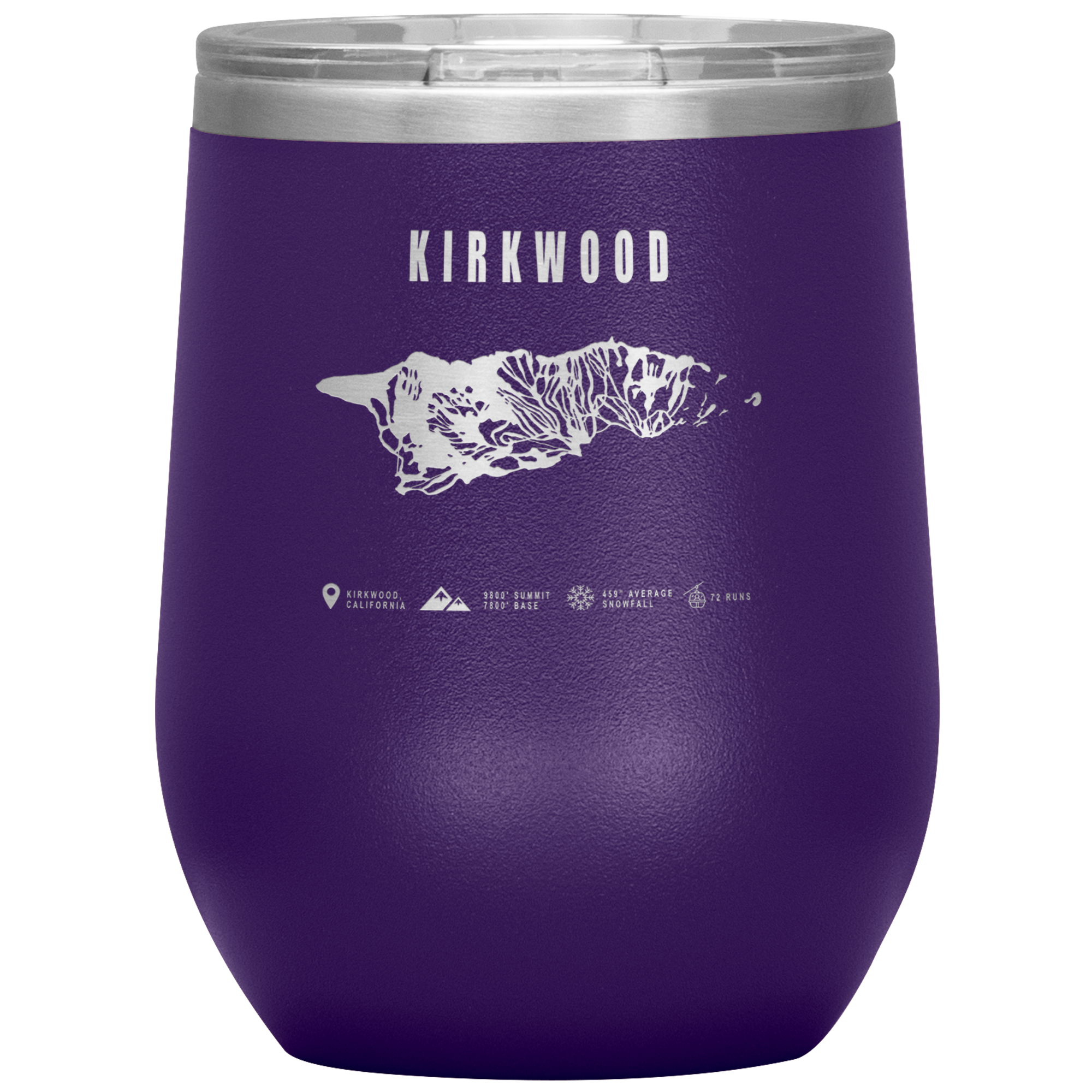 Kirkwood, California Ski Trail Map Wine 12oz Tumbler - Powderaddicts