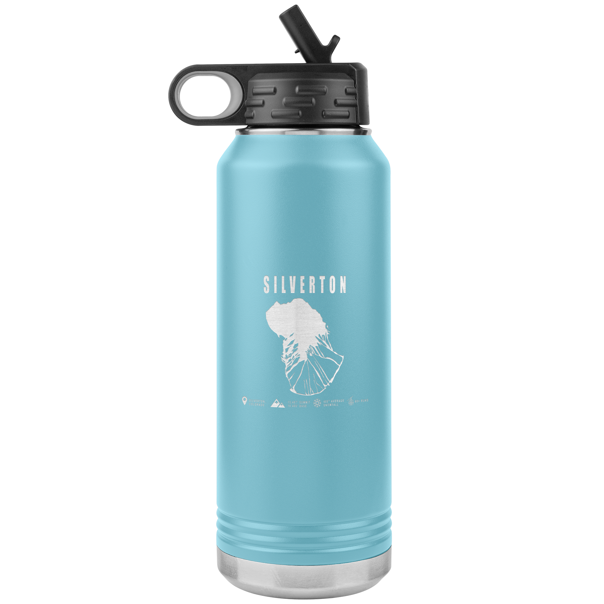 Silverton Colorado Ski Trail Map 32oz Water Bottle Tumbler - Powderaddicts