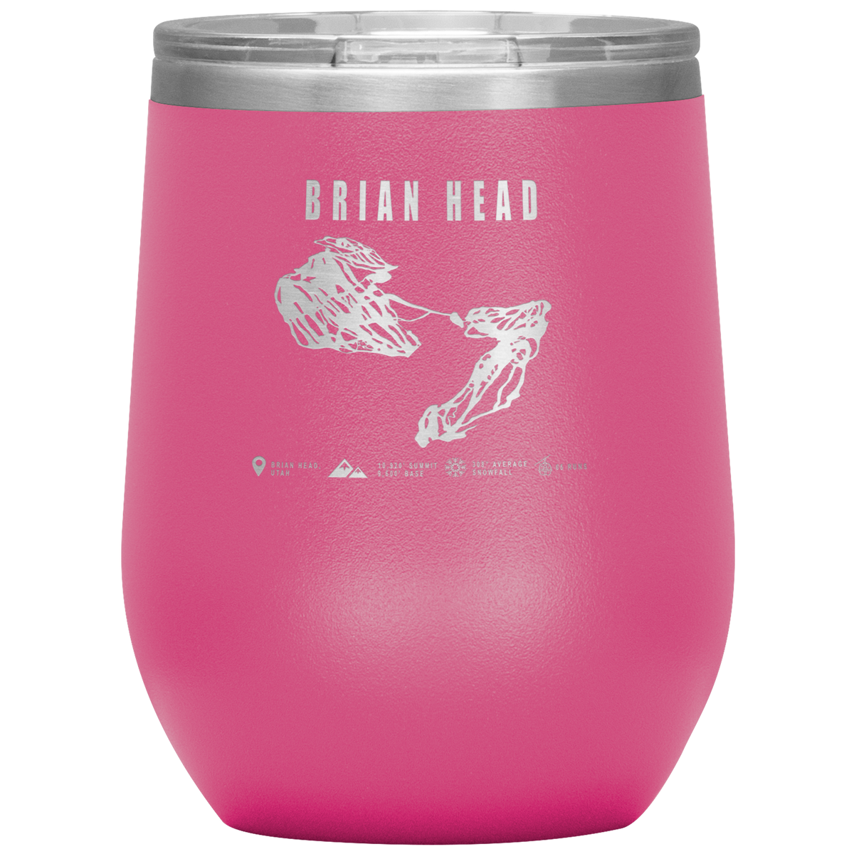 Brian Head,Utah Ski Trail Map Wine 12oz Tumbler - Powderaddicts