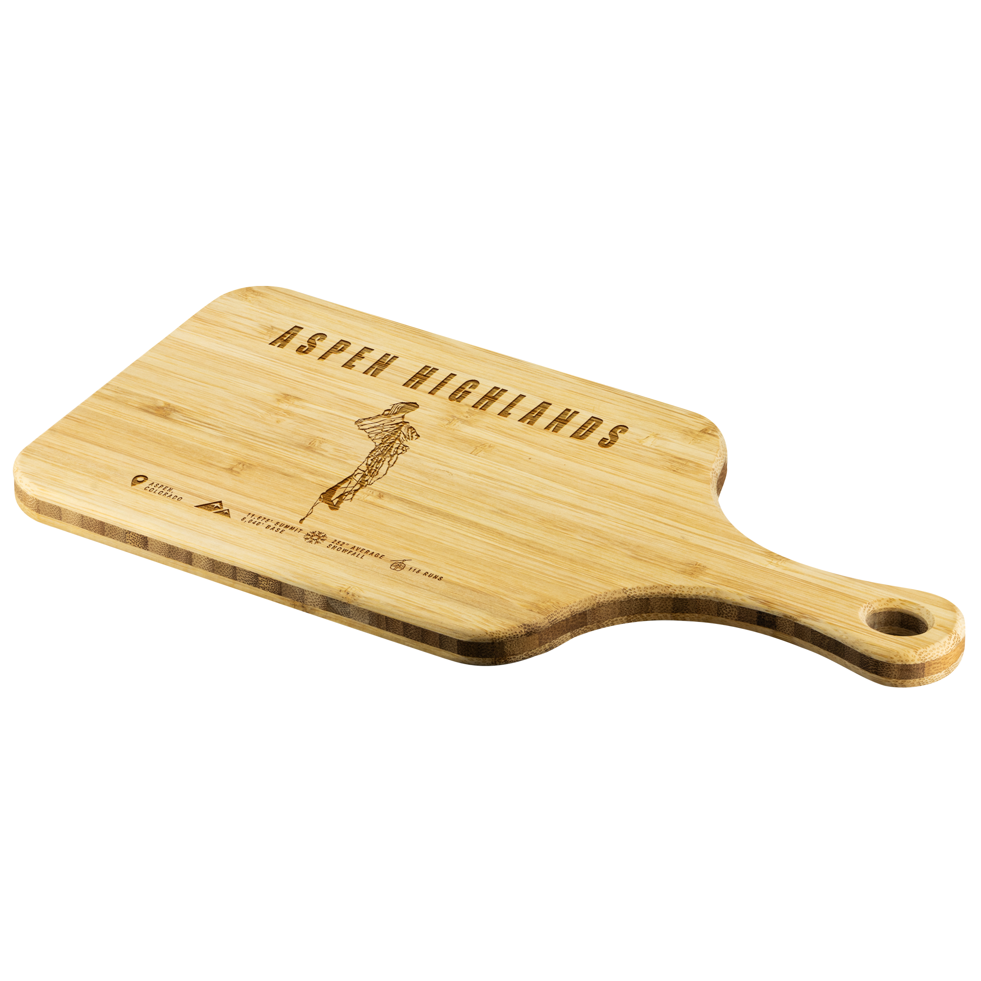 Aspen Highlands, Colorado Ski Resort Cutting Board With Handle - Powderaddicts