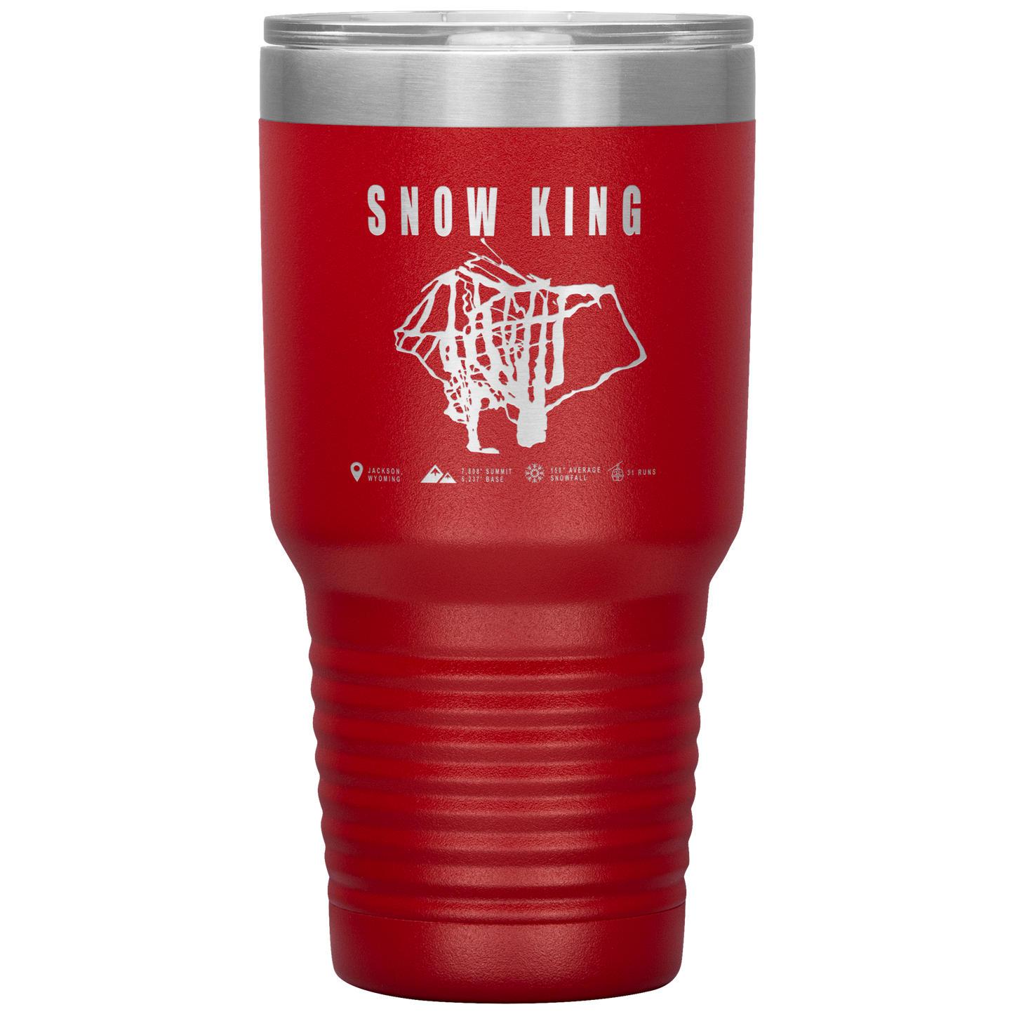 Snow King Wyoming Ski Trail Map 30oz Tumbler - Powderaddicts