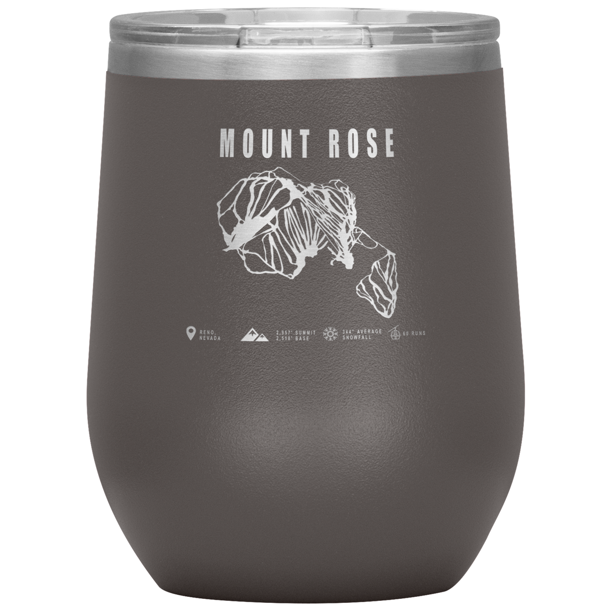 Mount Rose, Nevada Ski Trail Map Wine 12oz Tumbler - Powderaddicts