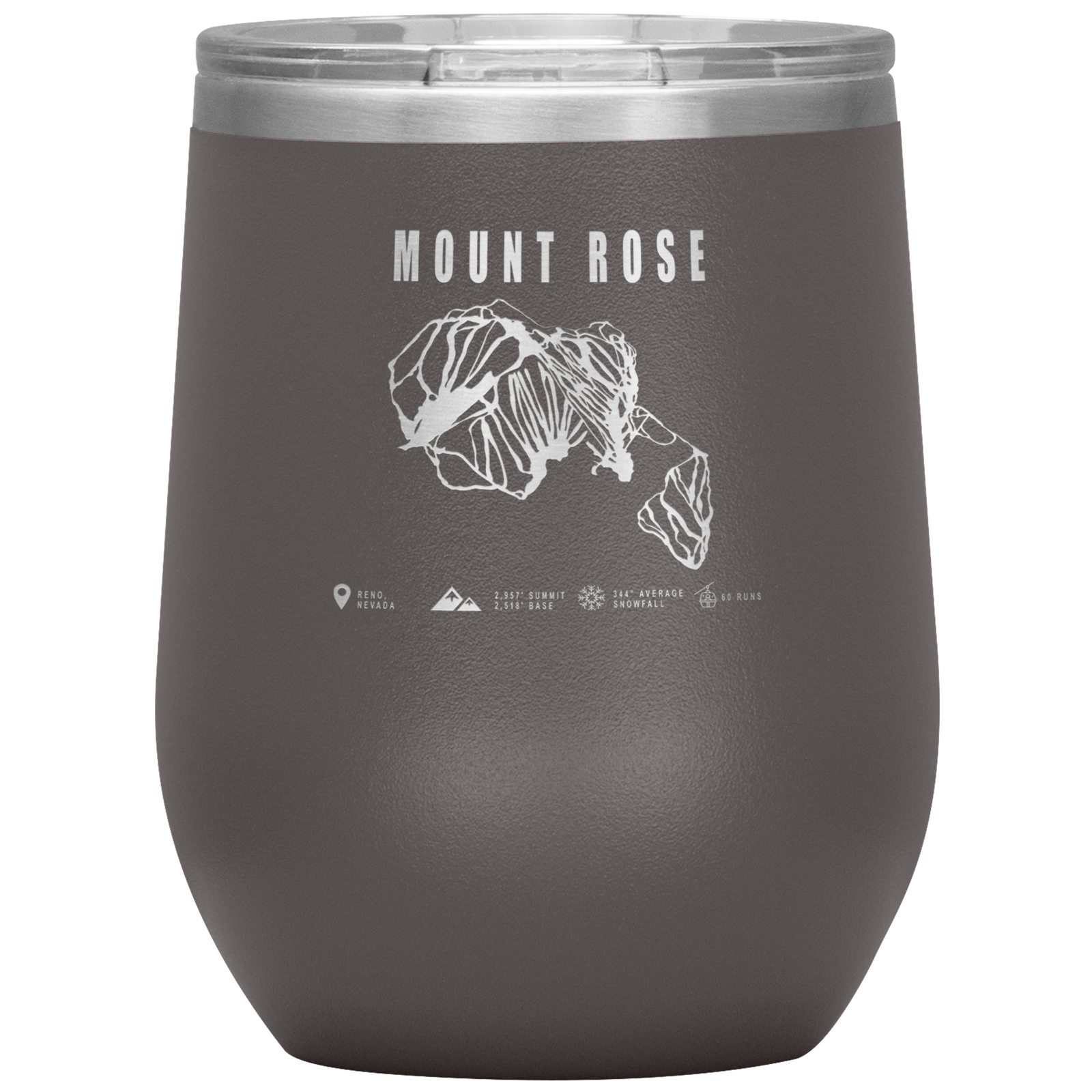 Mount Rose, Nevada Ski Trail Map Wine 12oz Tumbler - Powderaddicts