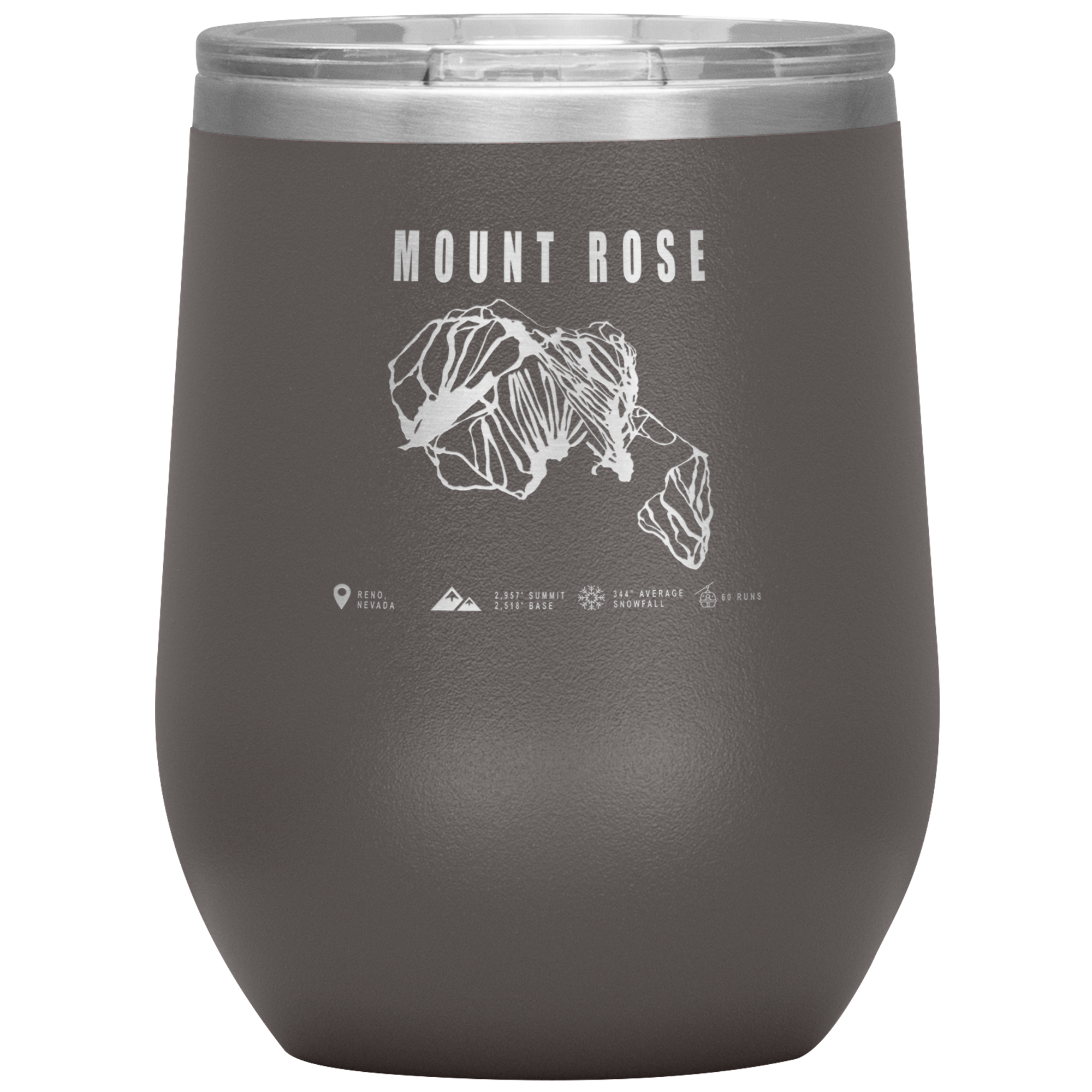 Mount Rose, Nevada Ski Trail Map Wine 12oz Tumbler - Powderaddicts